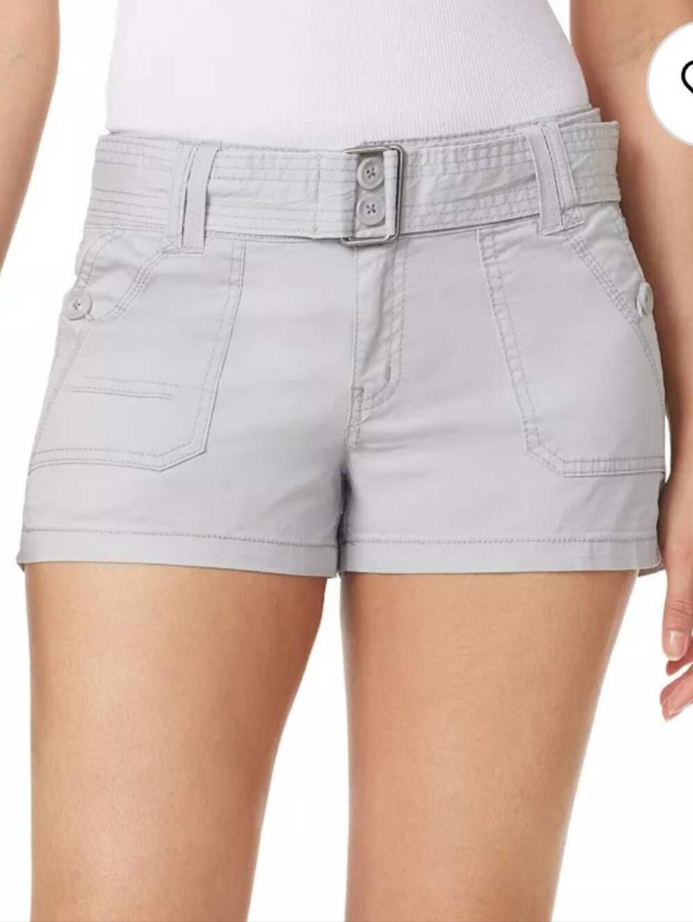 Wallflower Light Gray Insta-Stretch Belted Low-rise Shorty Shorts NWT Size 17